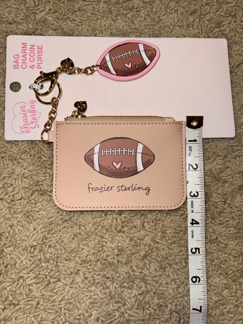 Frasier Sterling Pink Football Bag Charm & Coin Purse - Picture 7 of 11